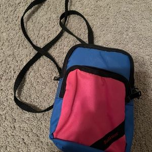 Blue and pink mini cross body